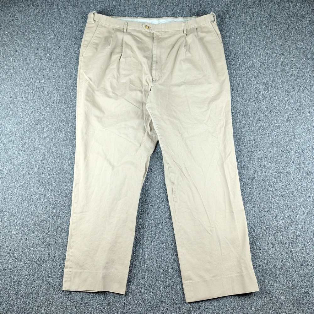 Westport Pleated Chino Pants Size 46 Mens Tan Khaki Cotton Twill‎ Trousers